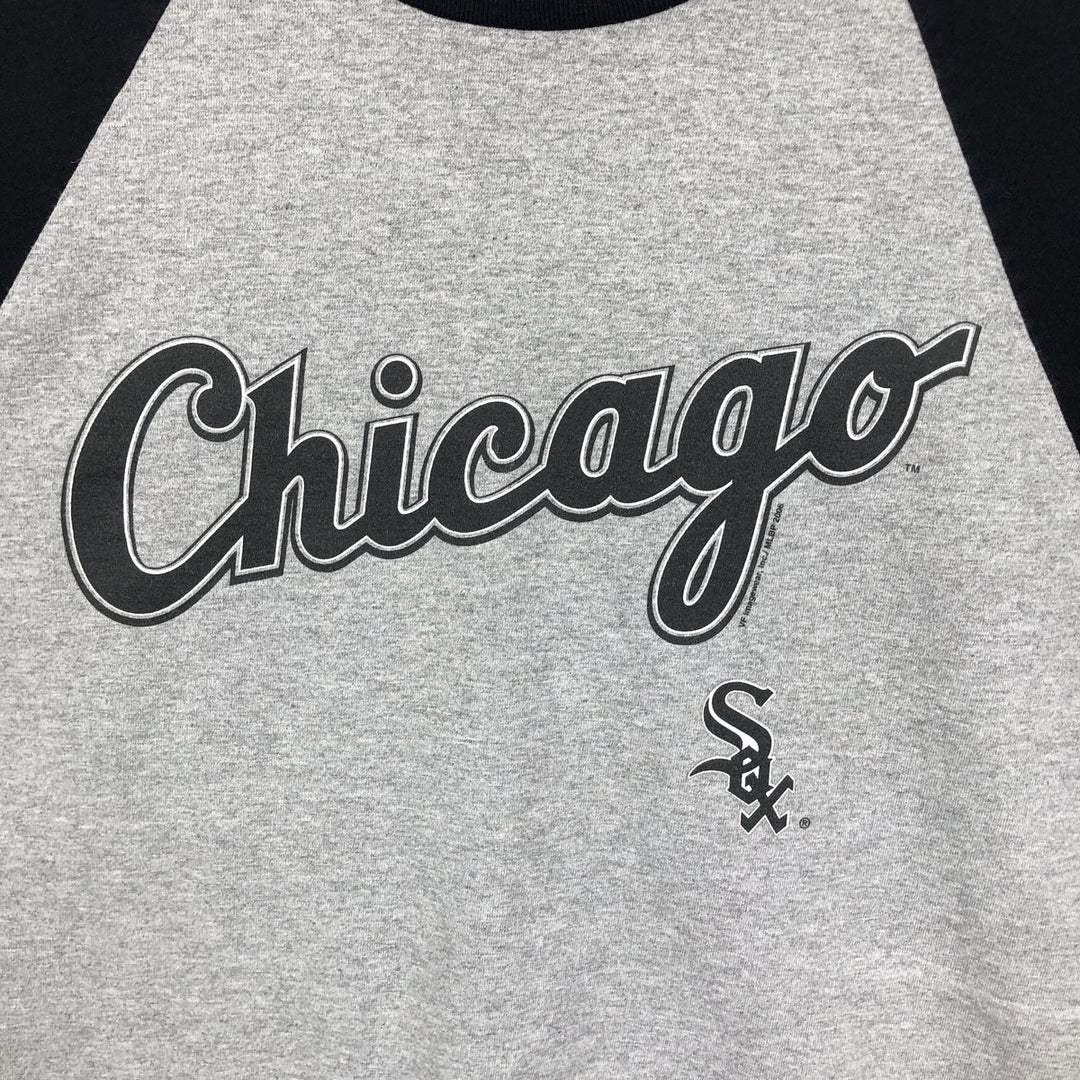 2000'S Lee SPORT MLB CHICAGO WHITE SOX 3/4 Sleeve Logo Print T-Shirt (Men's Size M) unclear gray type Vintage Second Hand