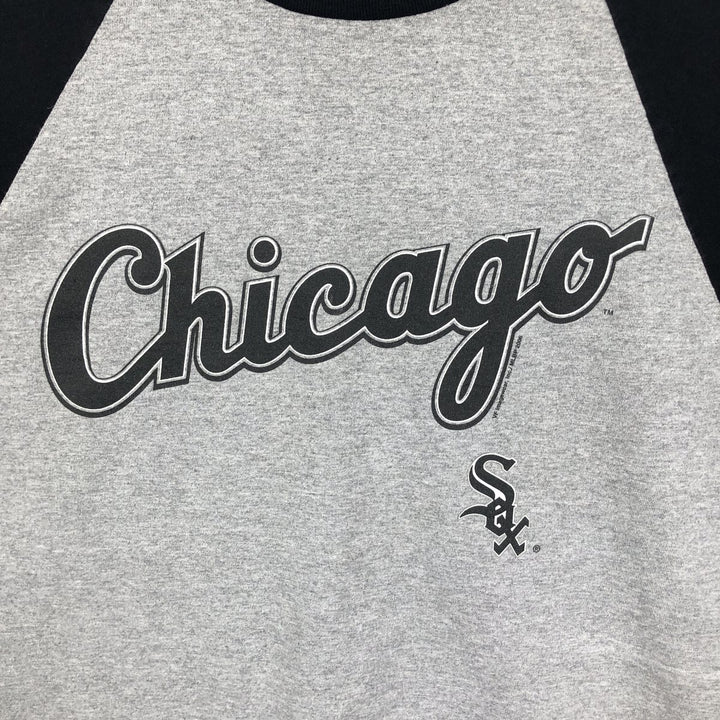 2000'S Lee SPORT MLB CHICAGO WHITE SOX 3/4 Sleeve Logo Print T-Shirt (Men's Size M) unclear gray type Vintage Second Hand