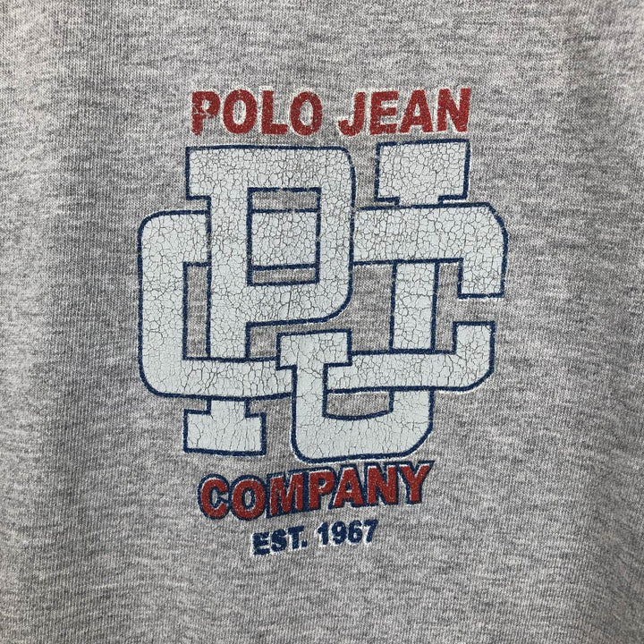 Ralph Lauren POLO JEANS COMPANY American flag print short-sleeved T-shirt, made in the USA, men's size XL equivalent. cotton gray type Vintage Second Hand