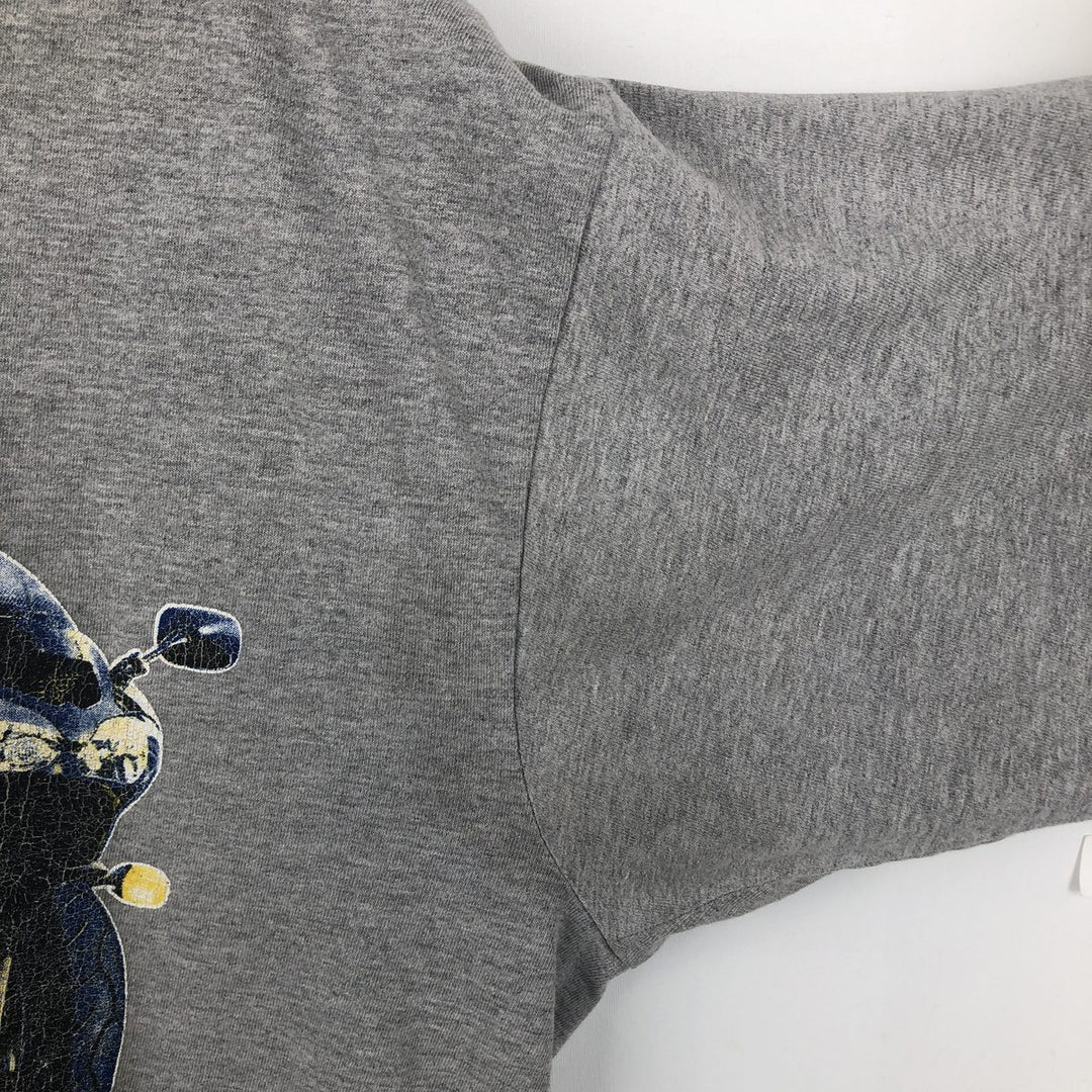 Ralph Lauren POLO JEANS COMPANY American flag print short-sleeved T-shirt, made in the USA, men's size XL equivalent. cotton gray type Vintage Second Hand