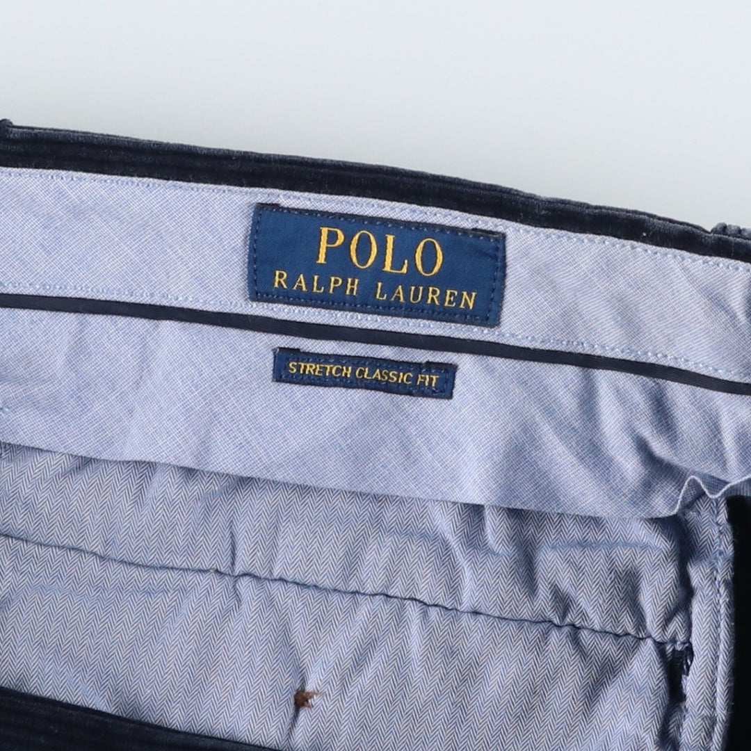 Ralph Lauren POLO RALPH LAUREN Stretch Classic Fit Corduroy Pants, Men's Size W35 (approx.) cotton navy blue type Vintage Second Hand