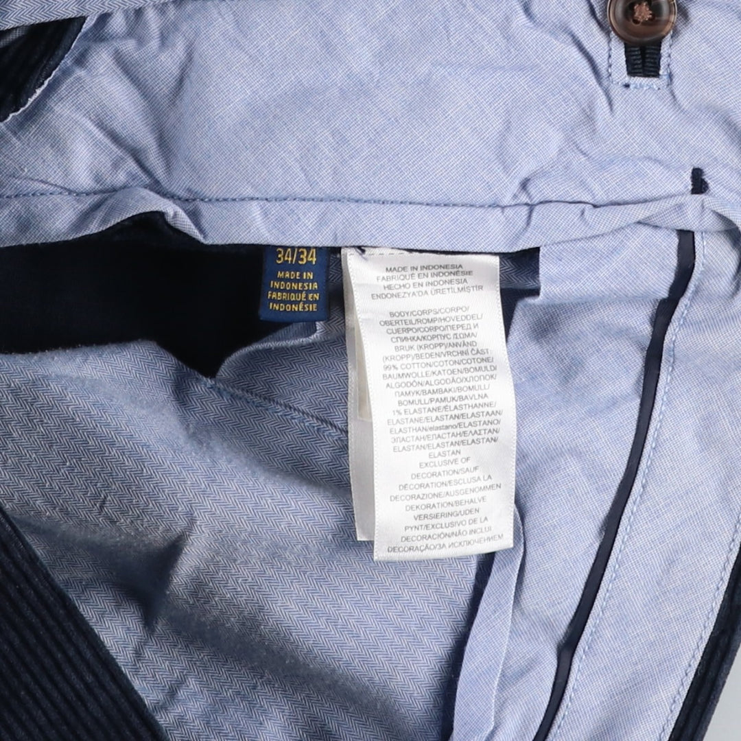 Ralph Lauren POLO RALPH LAUREN Stretch Classic Fit Corduroy Pants, Men's Size W35 (approx.) cotton navy blue type Vintage Second Hand