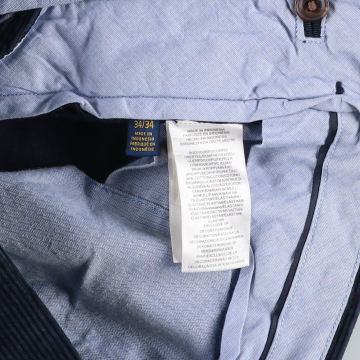 Ralph Lauren POLO RALPH LAUREN Stretch Classic Fit Corduroy Pants, Men's Size W35 (approx.) cotton navy blue type Vintage Second Hand