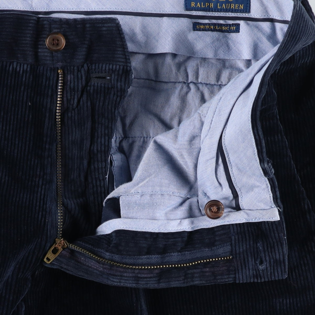 Ralph Lauren POLO RALPH LAUREN Stretch Classic Fit Corduroy Pants, Men's Size W35 (approx.) cotton navy blue type Vintage Second Hand