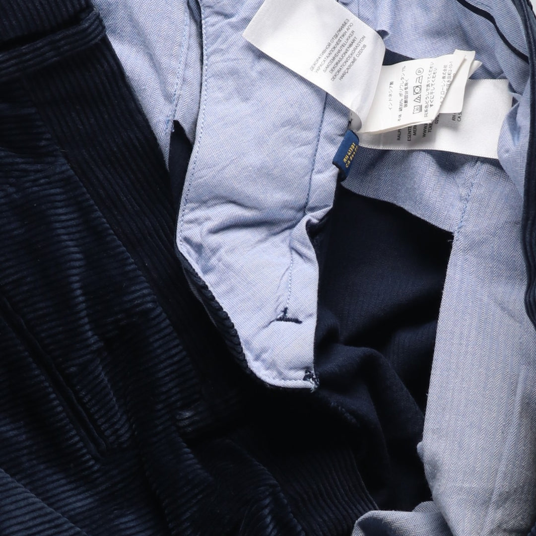 Ralph Lauren POLO RALPH LAUREN Stretch Classic Fit Corduroy Pants, Men's Size W35 (approx.) cotton navy blue type Vintage Second Hand