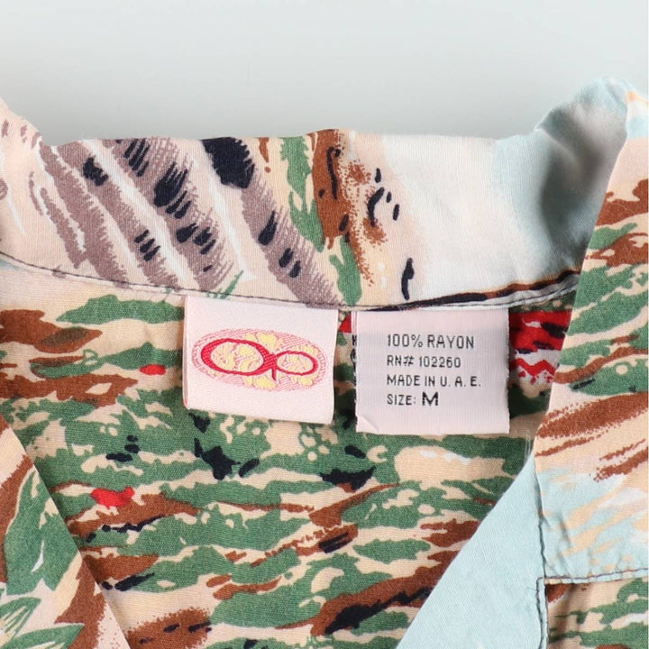 Ocean Pacific all-over print open collar rayon Hawaiian aloha shirt, women's size M Rayon multicolor Vintage Second Hand