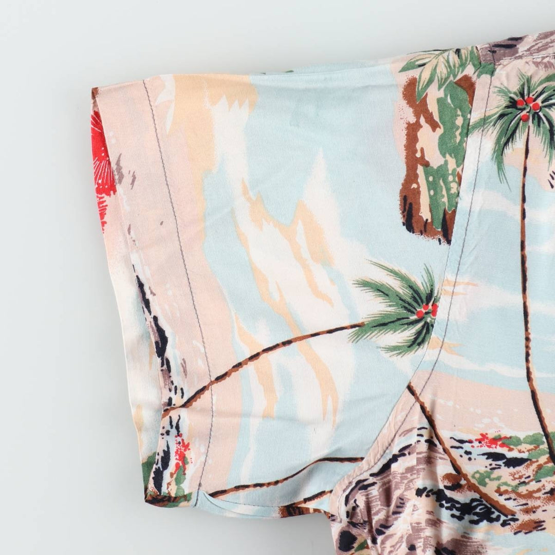 Ocean Pacific all-over print open collar rayon Hawaiian aloha shirt, women's size M Rayon multicolor Vintage Second Hand