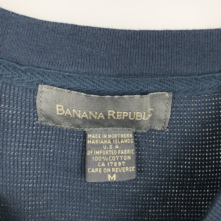 2000'S Banana Republic Thermal Long-Sleeve T-Shirt, Men's Size M (approx.) cotton navy blue type Vintage Second Hand