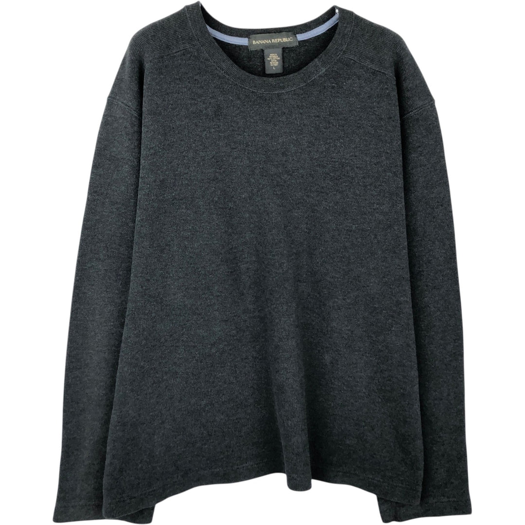 2000'S Banana Republic Thermal Long T-Shirt, Men's Size L cotton Charcoal Vintage Second Hand