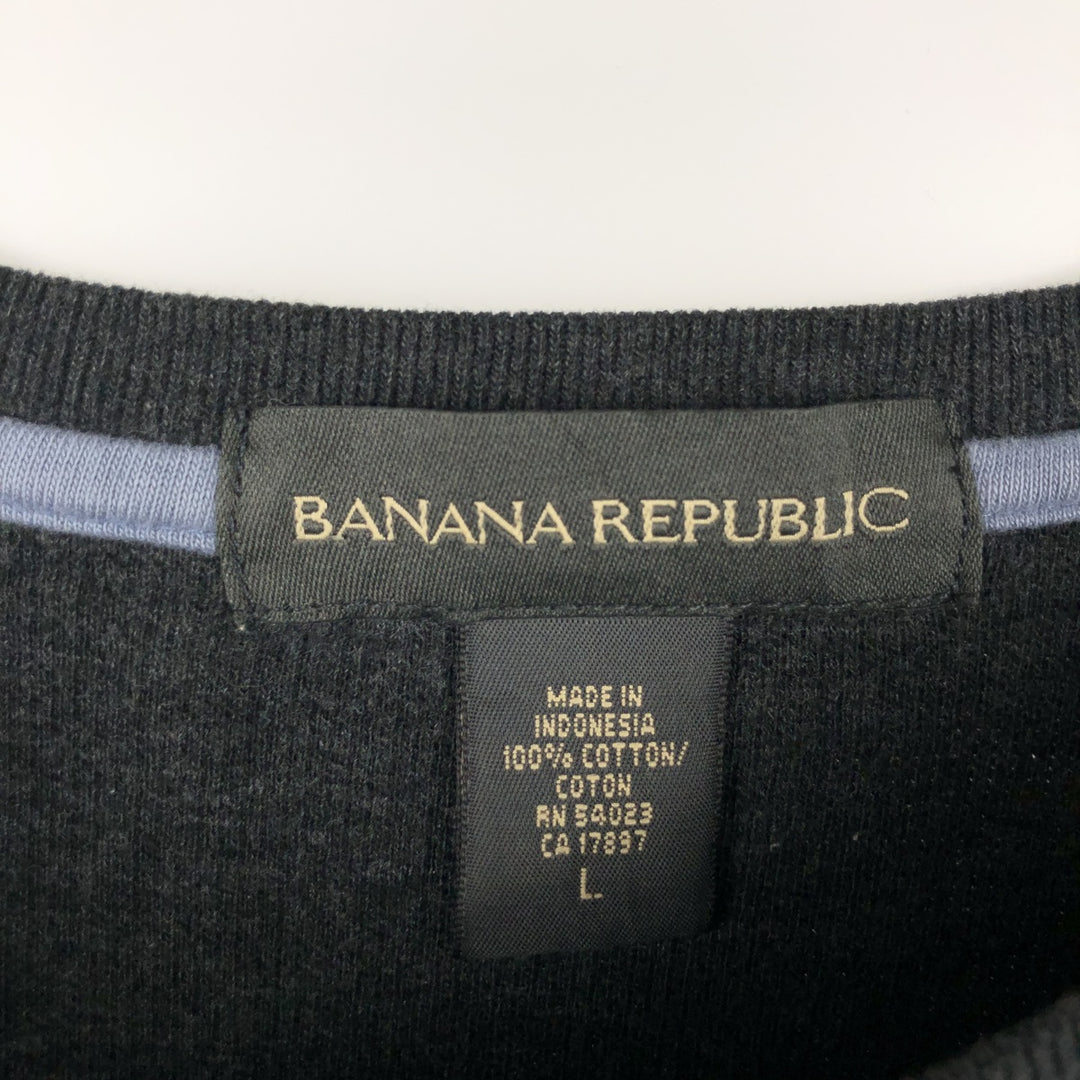 2000'S Banana Republic Thermal Long T-Shirt, Men's Size L cotton Charcoal Vintage Second Hand