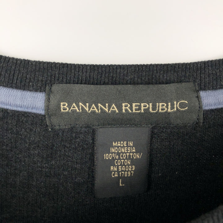 2000'S Banana Republic Thermal Long T-Shirt, Men's Size L cotton Charcoal Vintage Second Hand