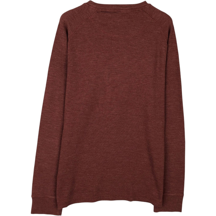 Timberland Large Logo Thermal Long-Sleeve T-Shirt, Waffle Pattern, Men's Size M (approx.) cotton red type reddish brown Vintage Second Hand