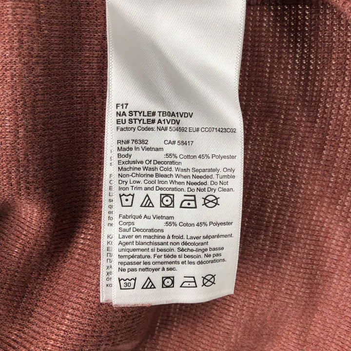 Timberland Large Logo Thermal Long-Sleeve T-Shirt, Waffle Pattern, Men's Size M (approx.) cotton red type reddish brown Vintage Second Hand