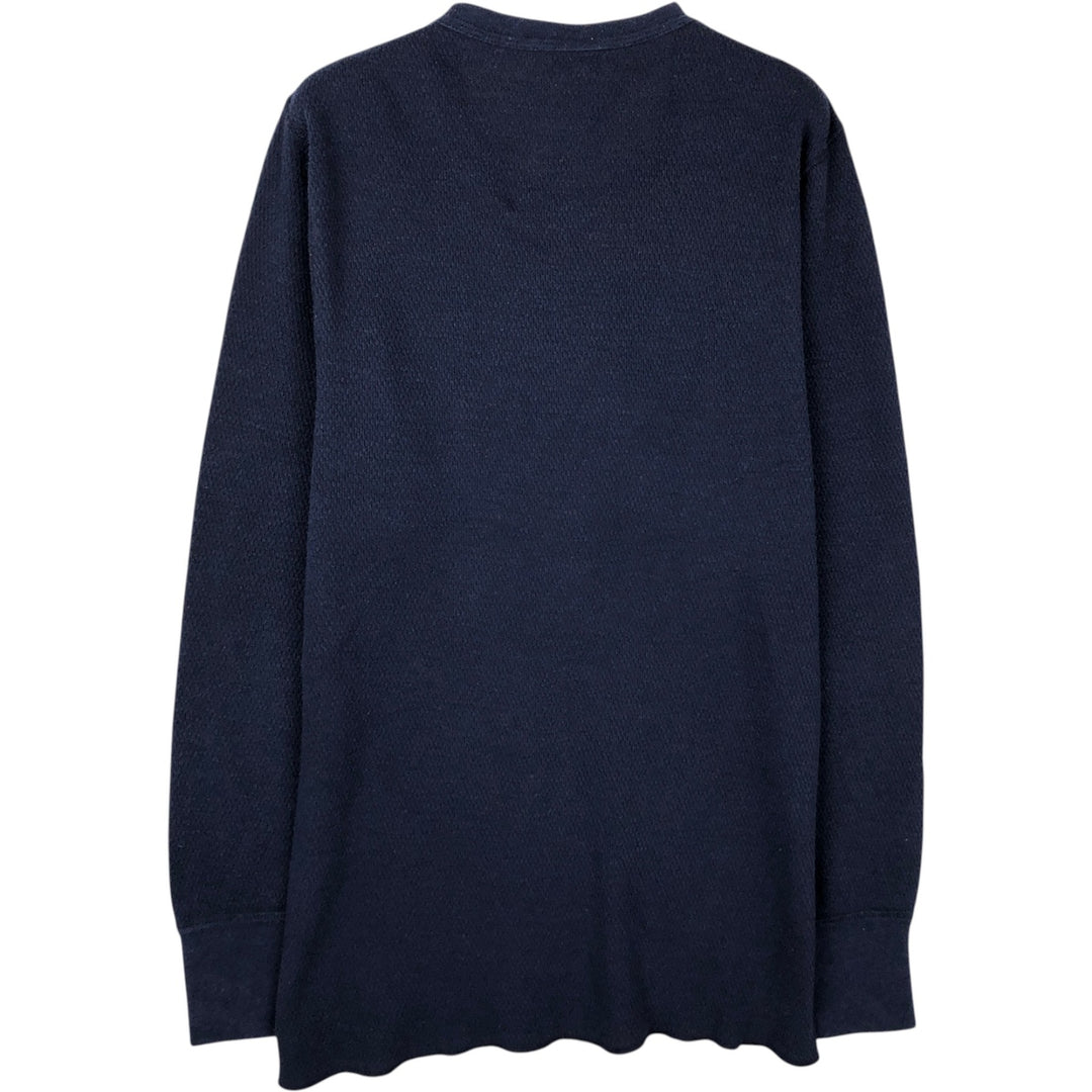 ~90'S St. John's Bay Thermal Long-Sleeve T-Shirt, Made in USA, Men's Size L (Equivalent), Vintage cotton navy blue type Vintage Second Hand