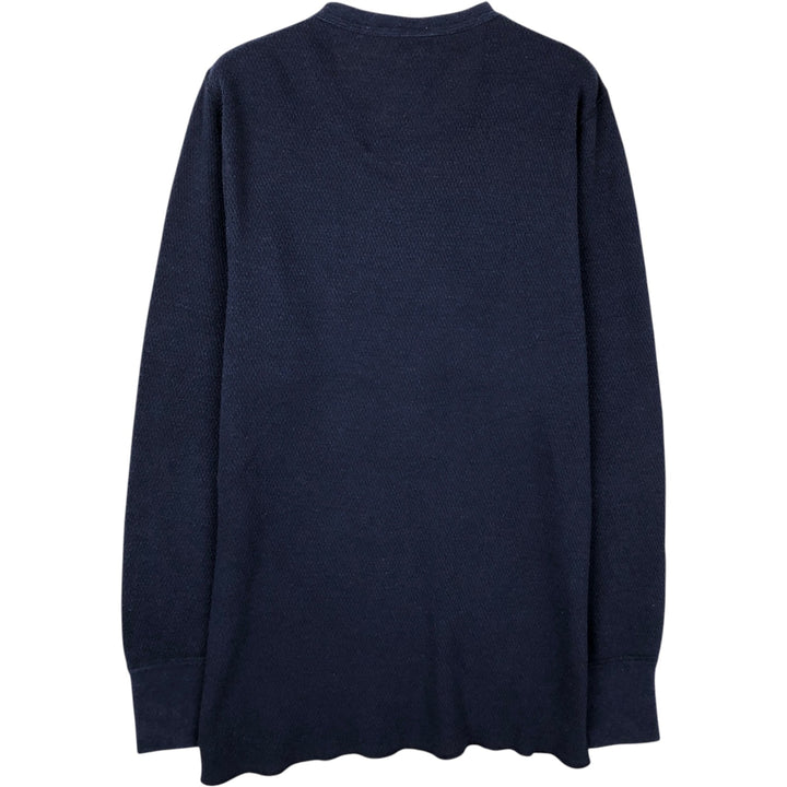 ~90'S St. John's Bay Thermal Long-Sleeve T-Shirt, Made in USA, Men's Size L (Equivalent), Vintage cotton navy blue type Vintage Second Hand