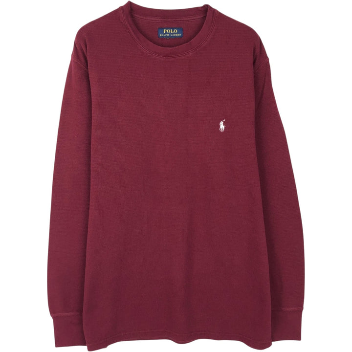 Ralph Lauren POLO RALPH LAUREN Thermal Long T-Shirt, Men's Size M cotton burgundy type Vintage Second Hand