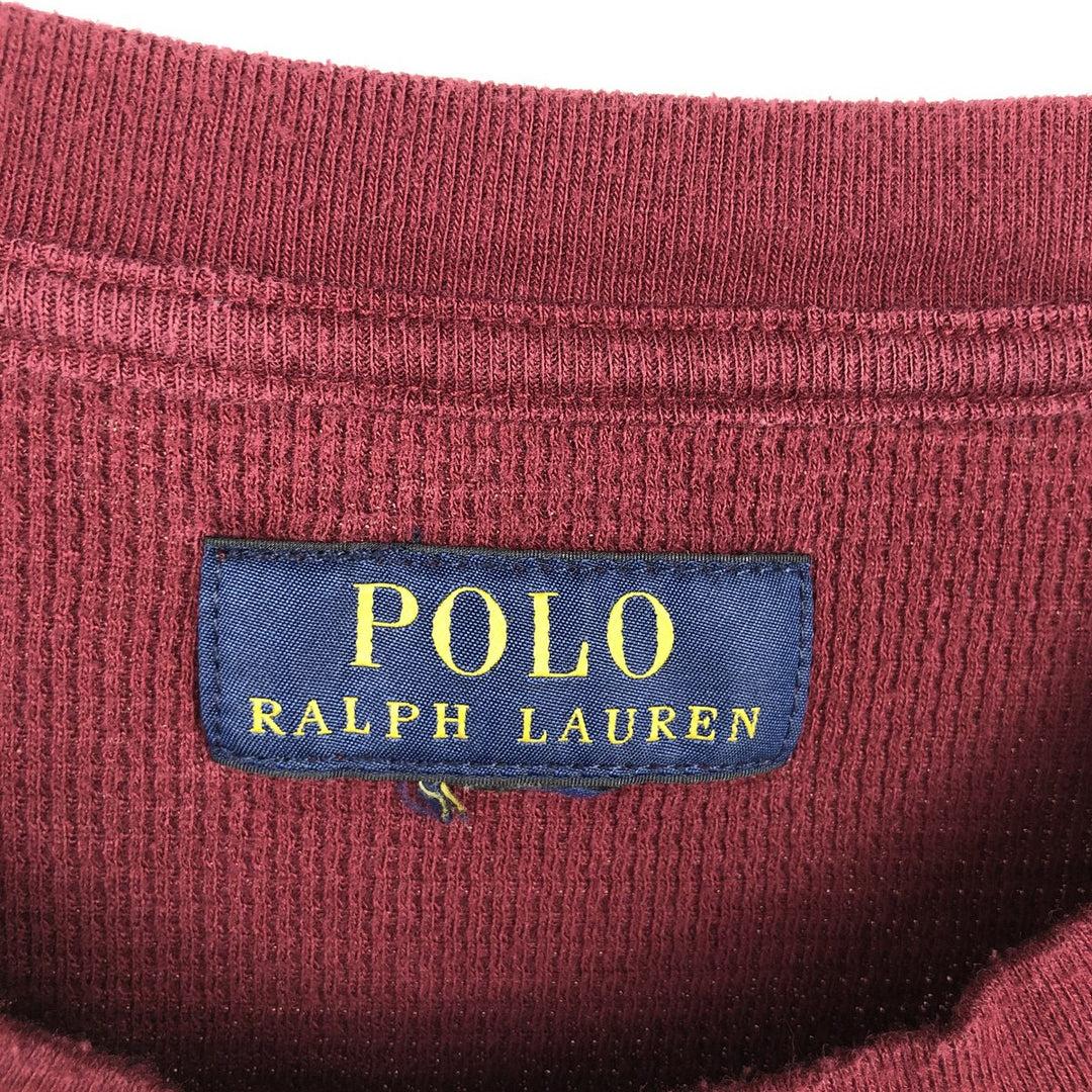 Ralph Lauren POLO RALPH LAUREN Thermal Long T-Shirt, Men's Size M cotton burgundy type Vintage Second Hand