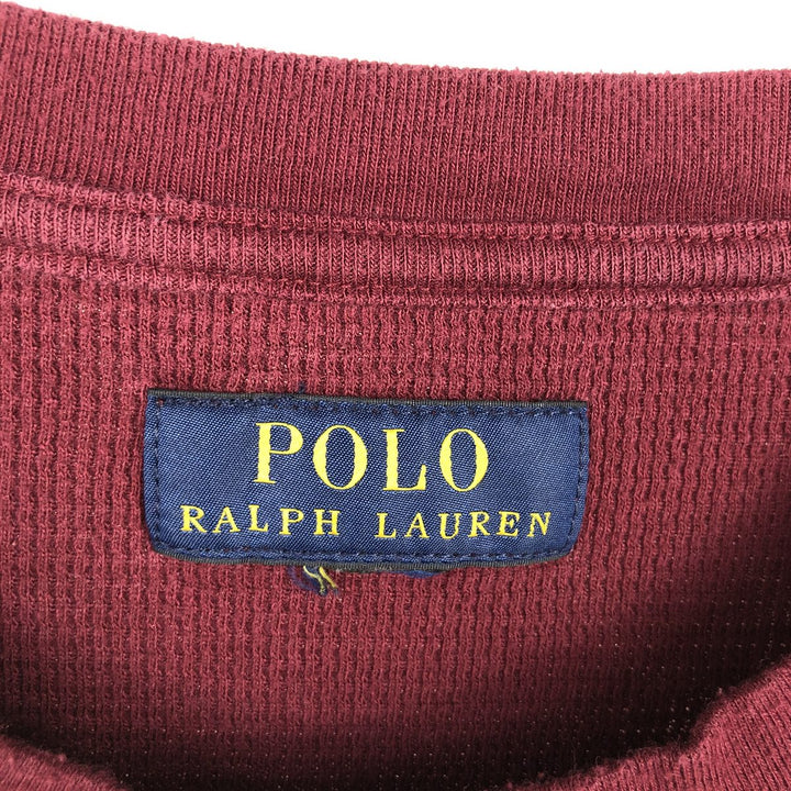 Ralph Lauren POLO RALPH LAUREN Thermal Long T-Shirt, Men's Size M cotton burgundy type Vintage Second Hand