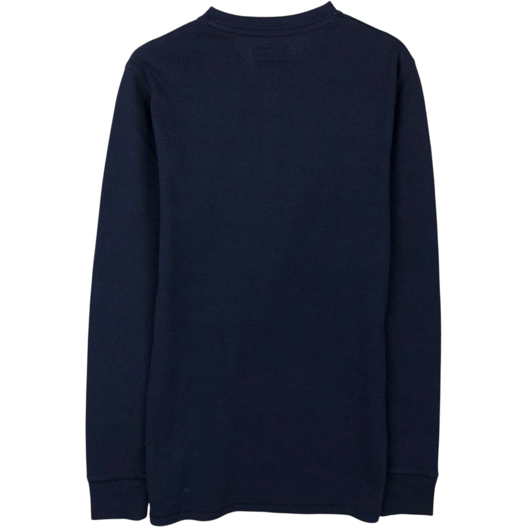 Ralph Lauren POLO RALPH LAUREN SLEEPWEAR Henley Neck Thermal Long-Sleeve T-Shirt, Men's Size S (approx.) cotton navy blue type Vintage Second Hand