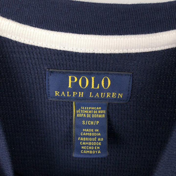 Ralph Lauren POLO RALPH LAUREN SLEEPWEAR Henley Neck Thermal Long-Sleeve T-Shirt, Men's Size S (approx.) cotton navy blue type Vintage Second Hand