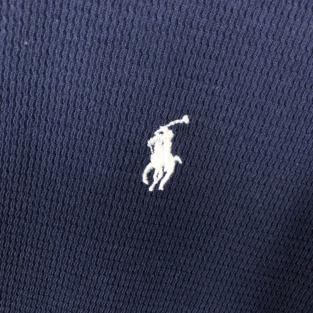 Ralph Lauren POLO RALPH LAUREN SLEEPWEAR Henley Neck Thermal Long-Sleeve T-Shirt, Men's Size S (approx.) cotton navy blue type Vintage Second Hand