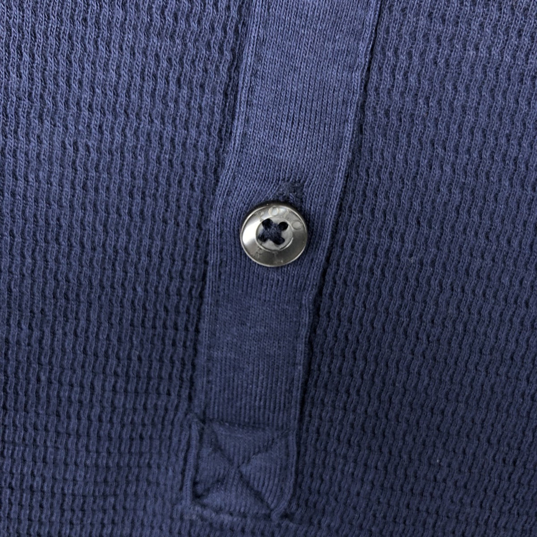 Ralph Lauren POLO RALPH LAUREN SLEEPWEAR Henley Neck Thermal Long-Sleeve T-Shirt, Men's Size S (approx.) cotton navy blue type Vintage Second Hand