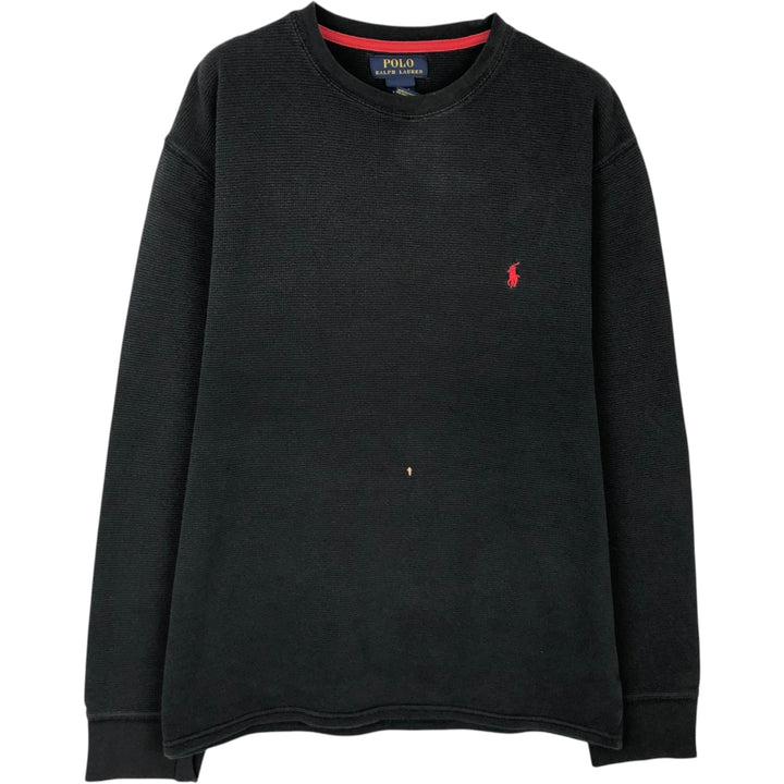 Ralph Lauren POLO RALPH LAUREN Thermal Long T-shirt Waffle Men's XL cotton black type Vintage Second Hand