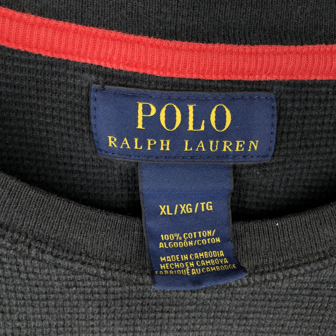 Ralph Lauren POLO RALPH LAUREN Thermal Long T-shirt Waffle Men's XL cotton black type Vintage Second Hand
