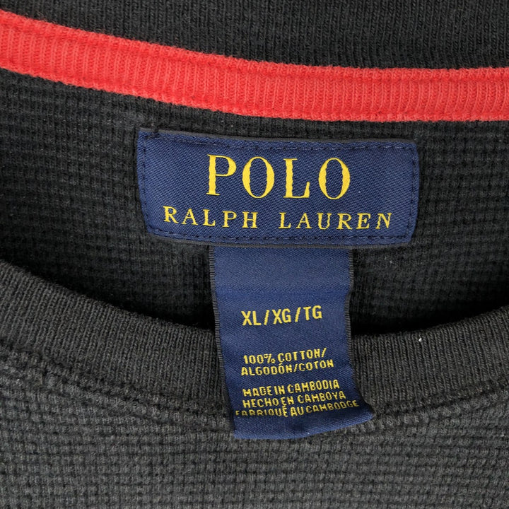 Ralph Lauren POLO RALPH LAUREN Thermal Long T-shirt Waffle Men's XL cotton black type Vintage Second Hand
