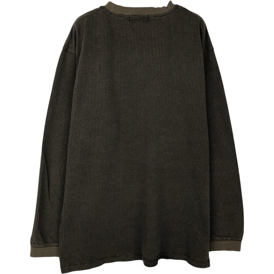 1990'S St. John's Bay Henley Neck Thermal Long-Sleeve T-Shirt, Men's Size M (approx.), Vintage cotton Khaki type Vintage Second Hand