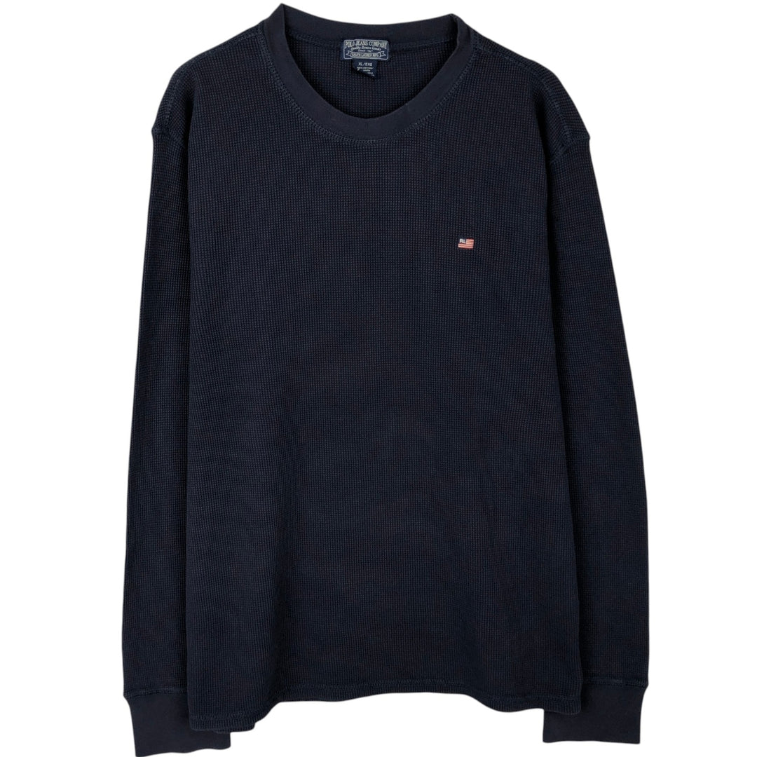 2000'S Ralph Lauren Polo Jeans Company Thermal Long T-Shirt, Waffle, Men's XL cotton navy blue type Vintage Second Hand