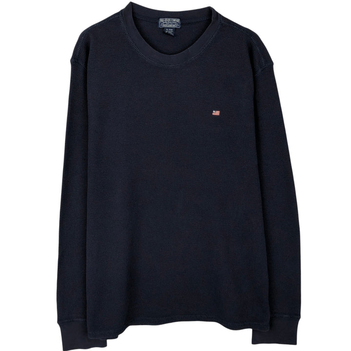 2000'S Ralph Lauren Polo Jeans Company Thermal Long T-Shirt, Waffle, Men's XL cotton navy blue type Vintage Second Hand