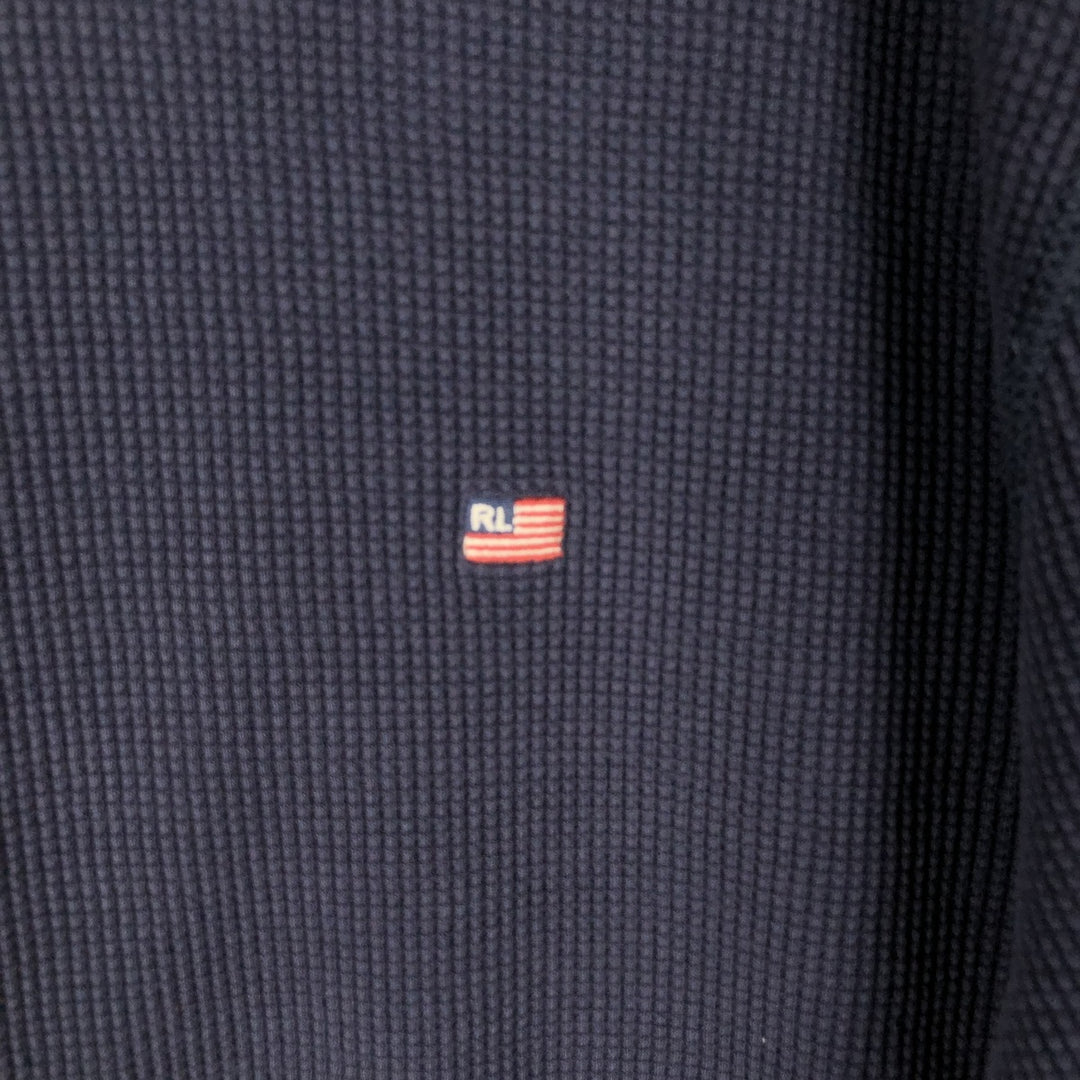 2000'S Ralph Lauren Polo Jeans Company Thermal Long T-Shirt, Waffle, Men's XL cotton navy blue type Vintage Second Hand