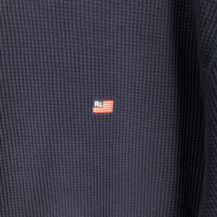 2000'S Ralph Lauren Polo Jeans Company Thermal Long T-Shirt, Waffle, Men's XL cotton navy blue type Vintage Second Hand