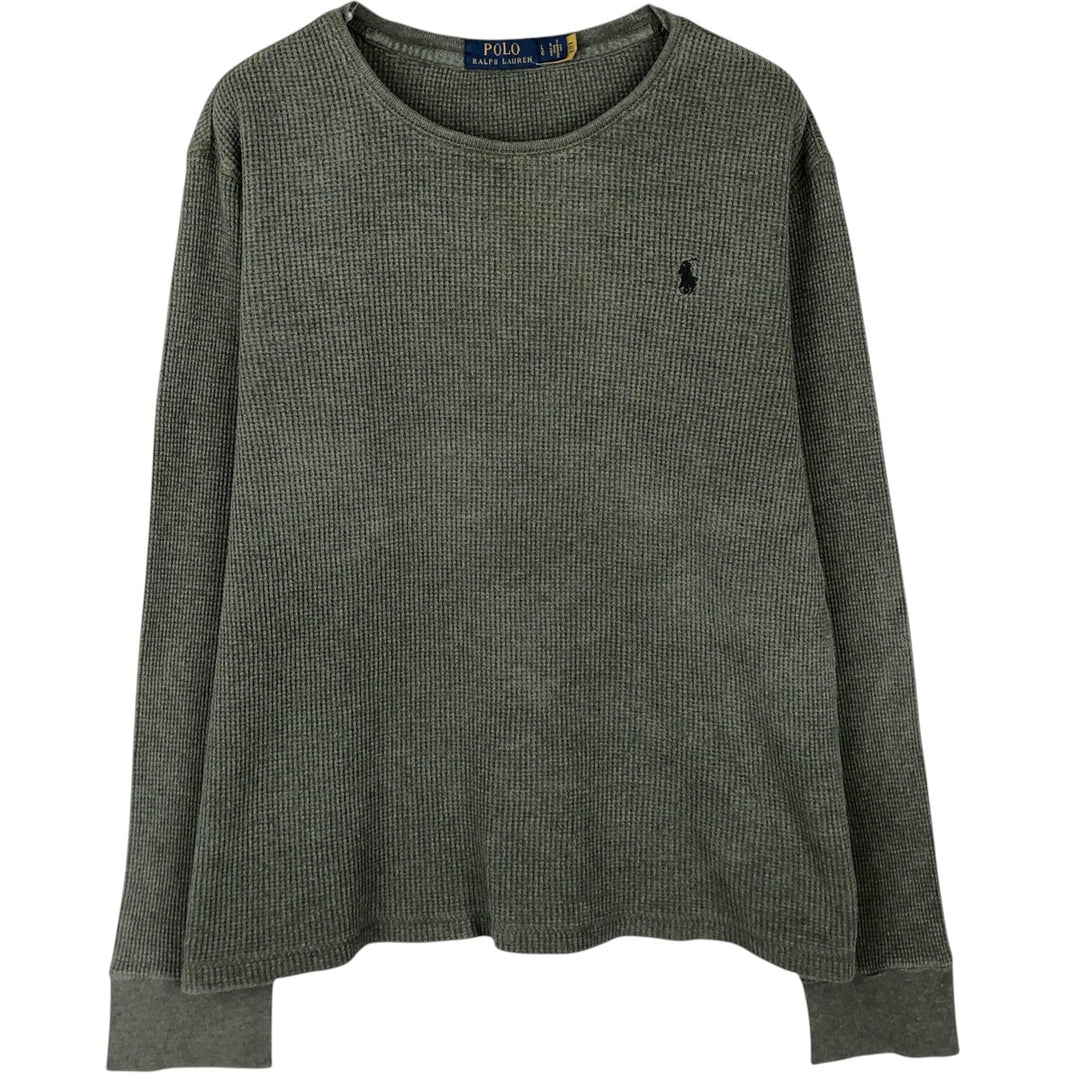 Ralph Lauren POLO RALPH LAUREN Thermal Long T-Shirt Men's Size L cotton Khaki type Vintage Second Hand