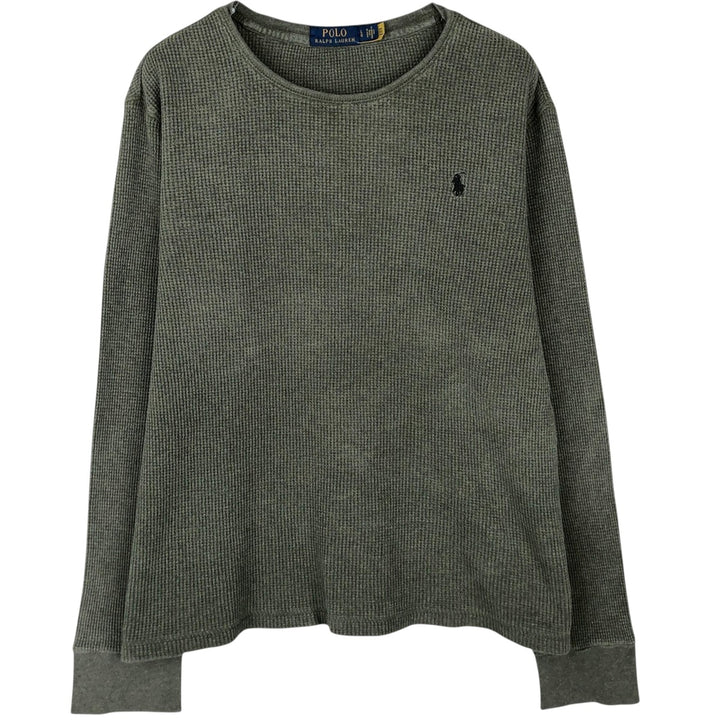 Ralph Lauren POLO RALPH LAUREN Thermal Long T-Shirt Men's Size L cotton Khaki type Vintage Second Hand