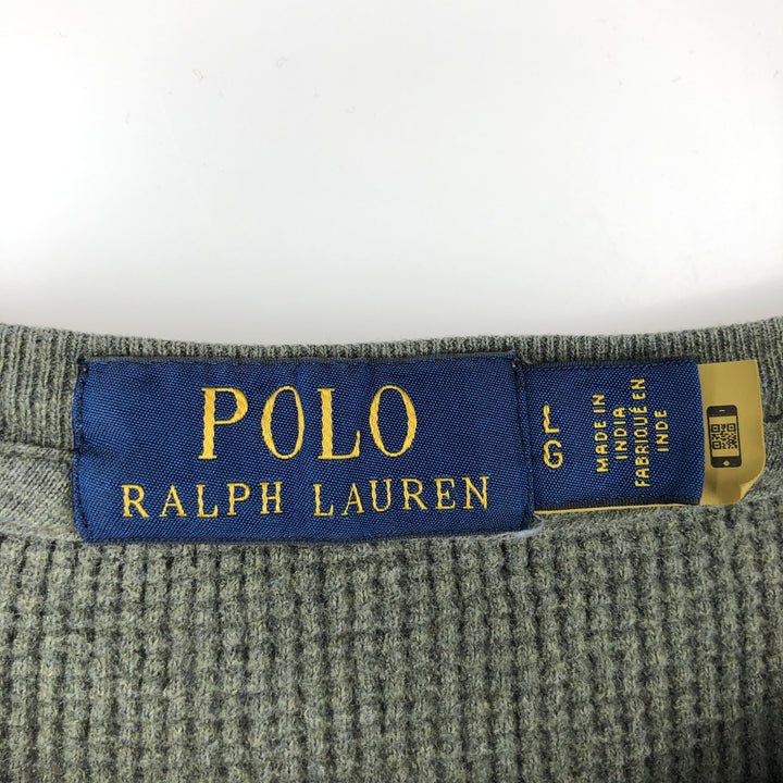 Ralph Lauren POLO RALPH LAUREN Thermal Long T-Shirt Men's Size L cotton Khaki type Vintage Second Hand
