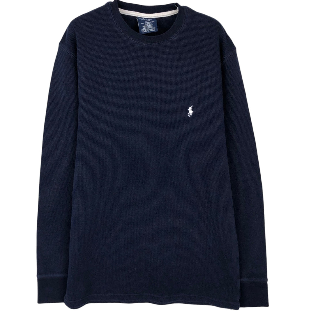 Ralph Lauren POLO RALPH LAUREN SLEEPWEAR Thermal Long T-shirt Waffle Men's M size cotton navy blue type Vintage Second Hand