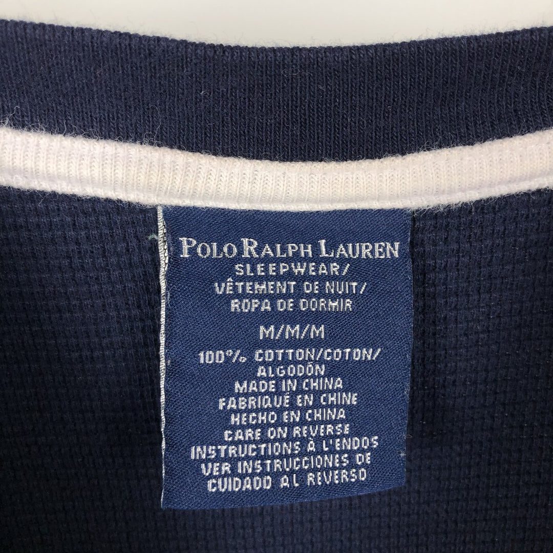 Ralph Lauren POLO RALPH LAUREN SLEEPWEAR Thermal Long T-shirt Waffle Men's M size cotton navy blue type Vintage Second Hand