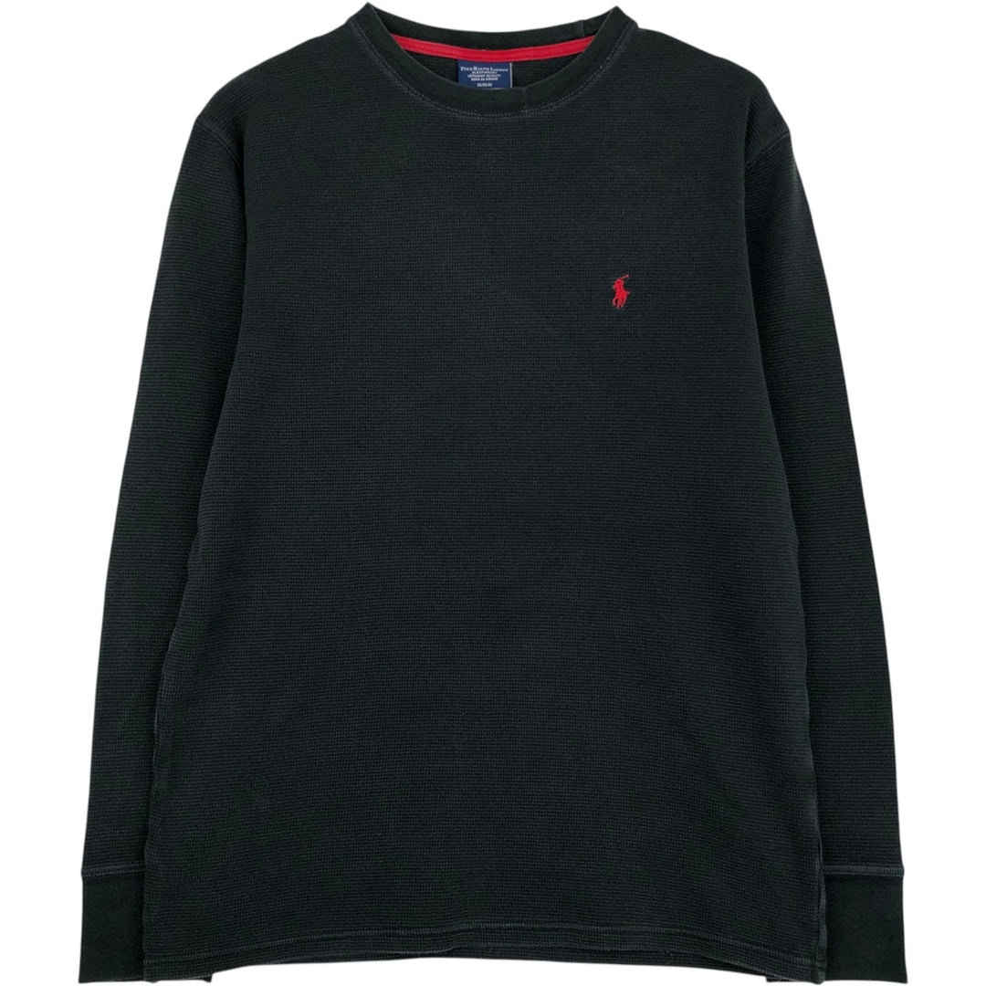 Ralph Lauren POLO RALPH LAUREN SLEEPWEAR Thermal Long T-shirt Waffle Men's M size cotton black type Vintage Second Hand
