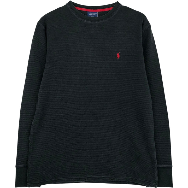 Ralph Lauren POLO RALPH LAUREN SLEEPWEAR Thermal Long T-shirt Waffle Men's M size cotton black type Vintage Second Hand