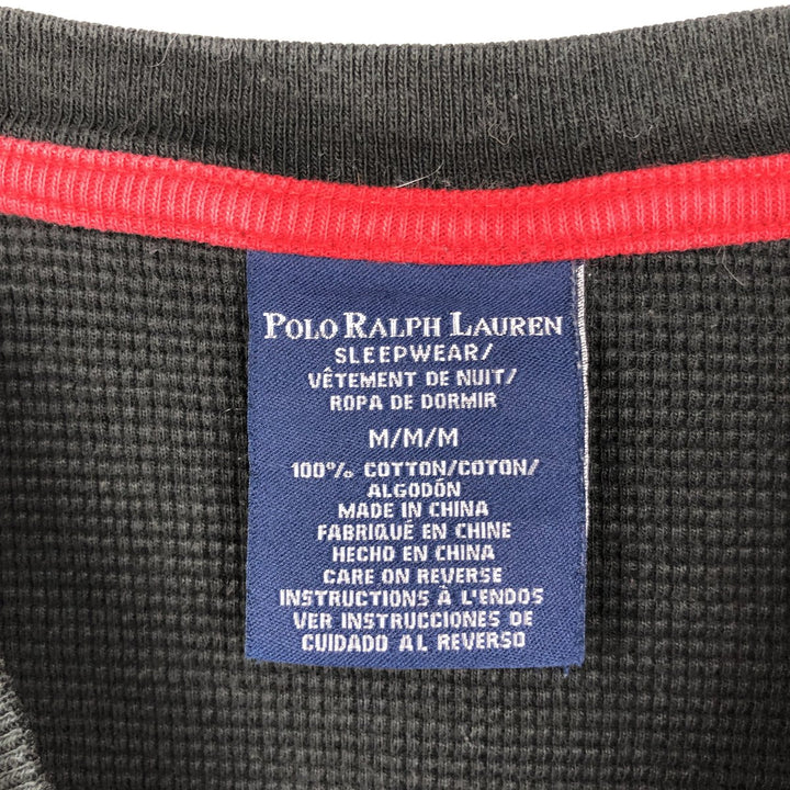 Ralph Lauren POLO RALPH LAUREN SLEEPWEAR Thermal Long T-shirt Waffle Men's M size cotton black type Vintage Second Hand