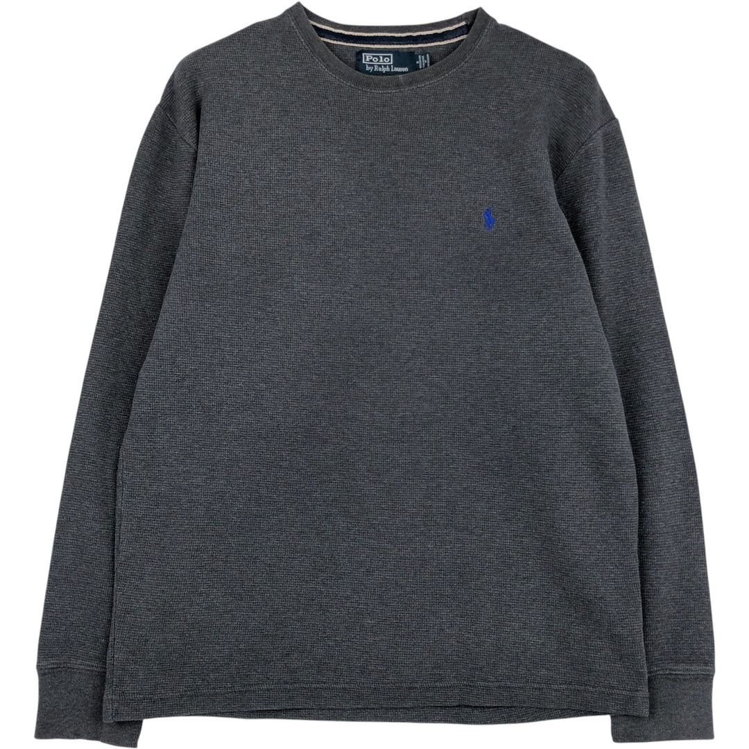Ralph Lauren POLO by Ralph Lauren Thermal Long-Sleeve T-Shirt, Waffle Pattern, Men's Size S (approx.) cotton gray type Vintage Second Hand