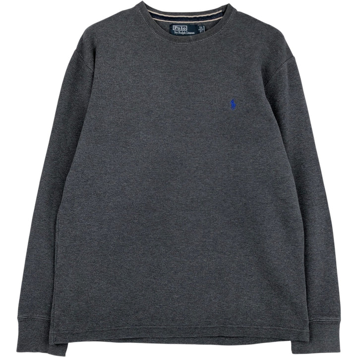 Ralph Lauren POLO by Ralph Lauren Thermal Long-Sleeve T-Shirt, Waffle Pattern, Men's Size S (approx.) cotton gray type Vintage Second Hand