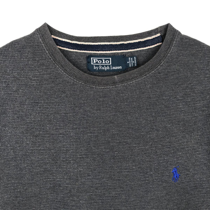 Ralph Lauren POLO by Ralph Lauren Thermal Long-Sleeve T-Shirt, Waffle Pattern, Men's Size S (approx.) cotton gray type Vintage Second Hand