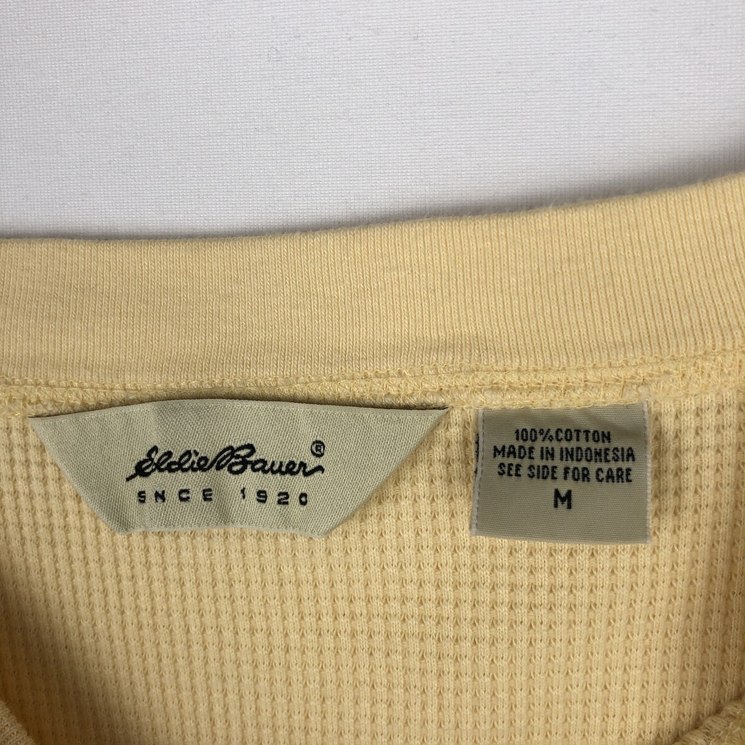 Eddie Bauer Thermal T-Shirt, Waffle, Men's Size M cotton yellow type Vintage Second Hand
