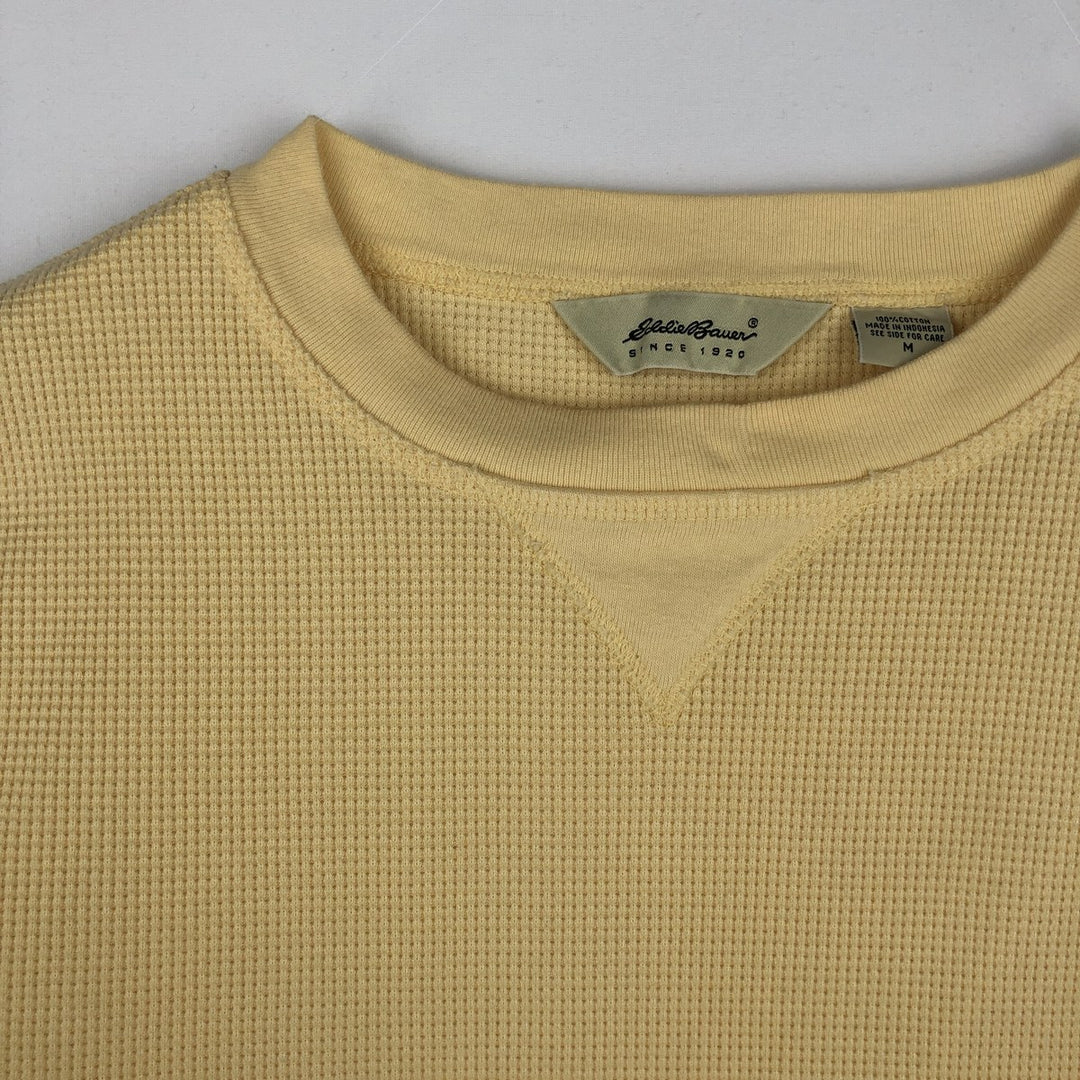 Eddie Bauer Thermal T-Shirt, Waffle, Men's Size M cotton yellow type Vintage Second Hand