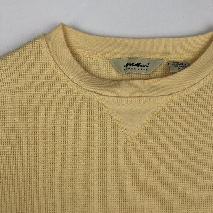 Eddie Bauer Thermal T-Shirt, Waffle, Men's Size M cotton yellow type Vintage Second Hand