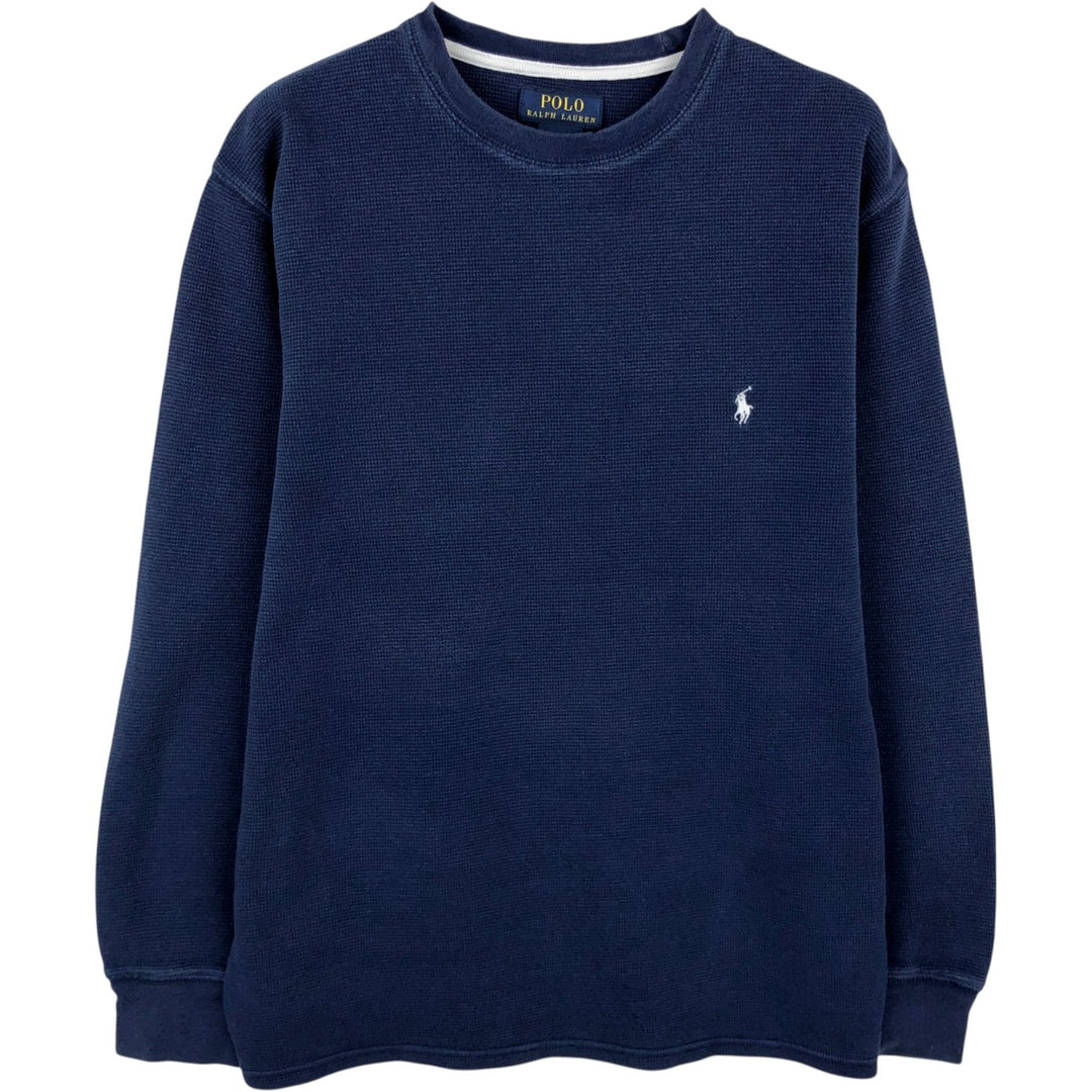 Ralph Lauren POLO RALPH LAUREN Thermal Ron T Waffle Men's L size cotton navy blue type Vintage Second Hand