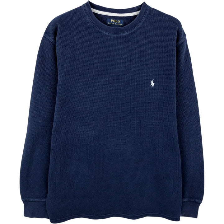 Ralph Lauren POLO RALPH LAUREN Thermal Ron T Waffle Men's L size cotton navy blue type Vintage Second Hand